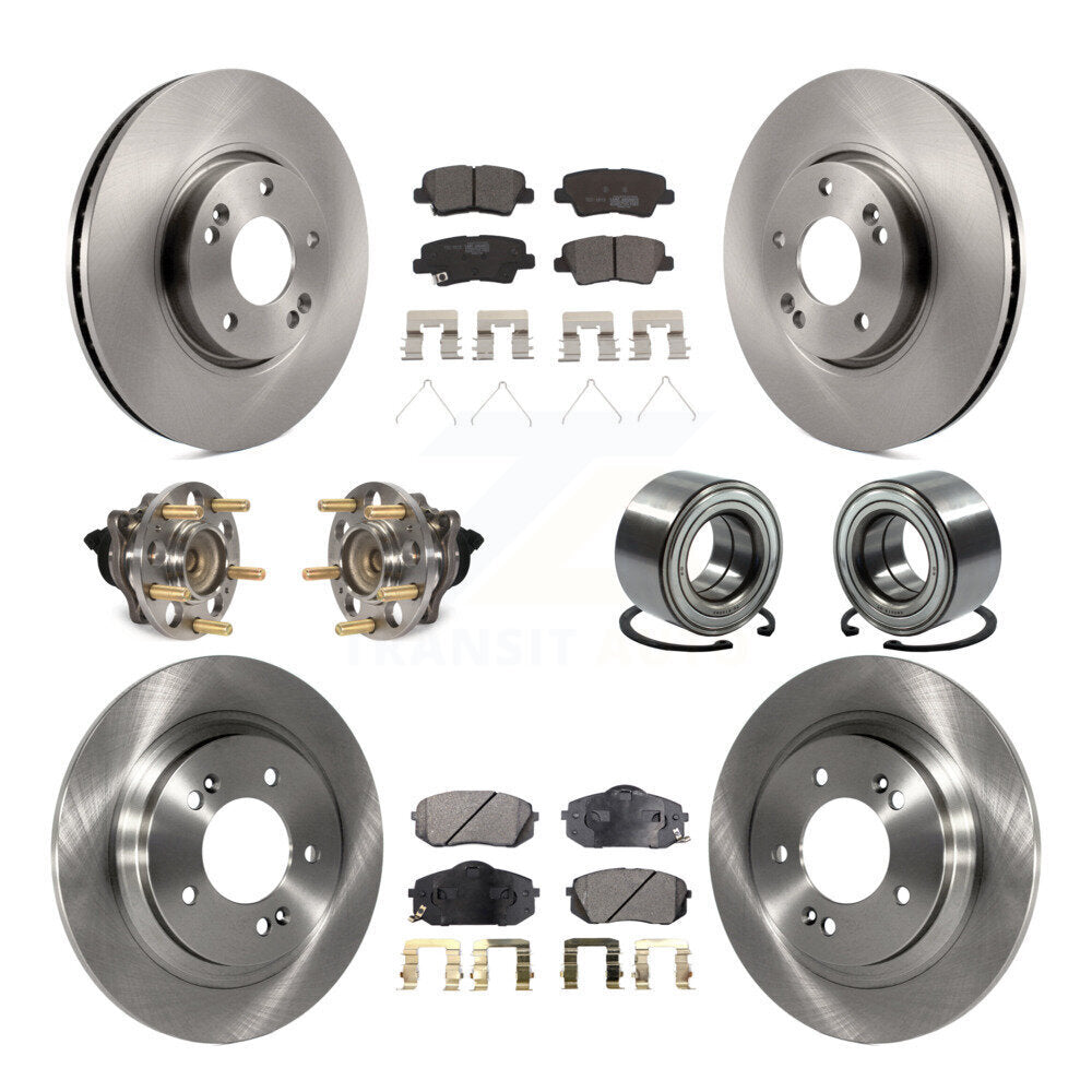 Wheel Hub Bearing Disc Brake Rotor And Pad Front Rear Kit (10Pc) For Kia Soul EV