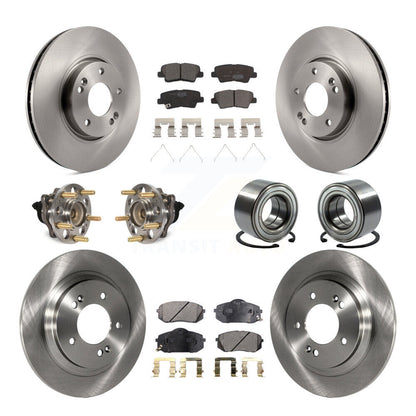 Wheel Hub Bearing Disc Brake Rotor And Pad Front Rear Kit (10Pc) For Kia Soul EV
