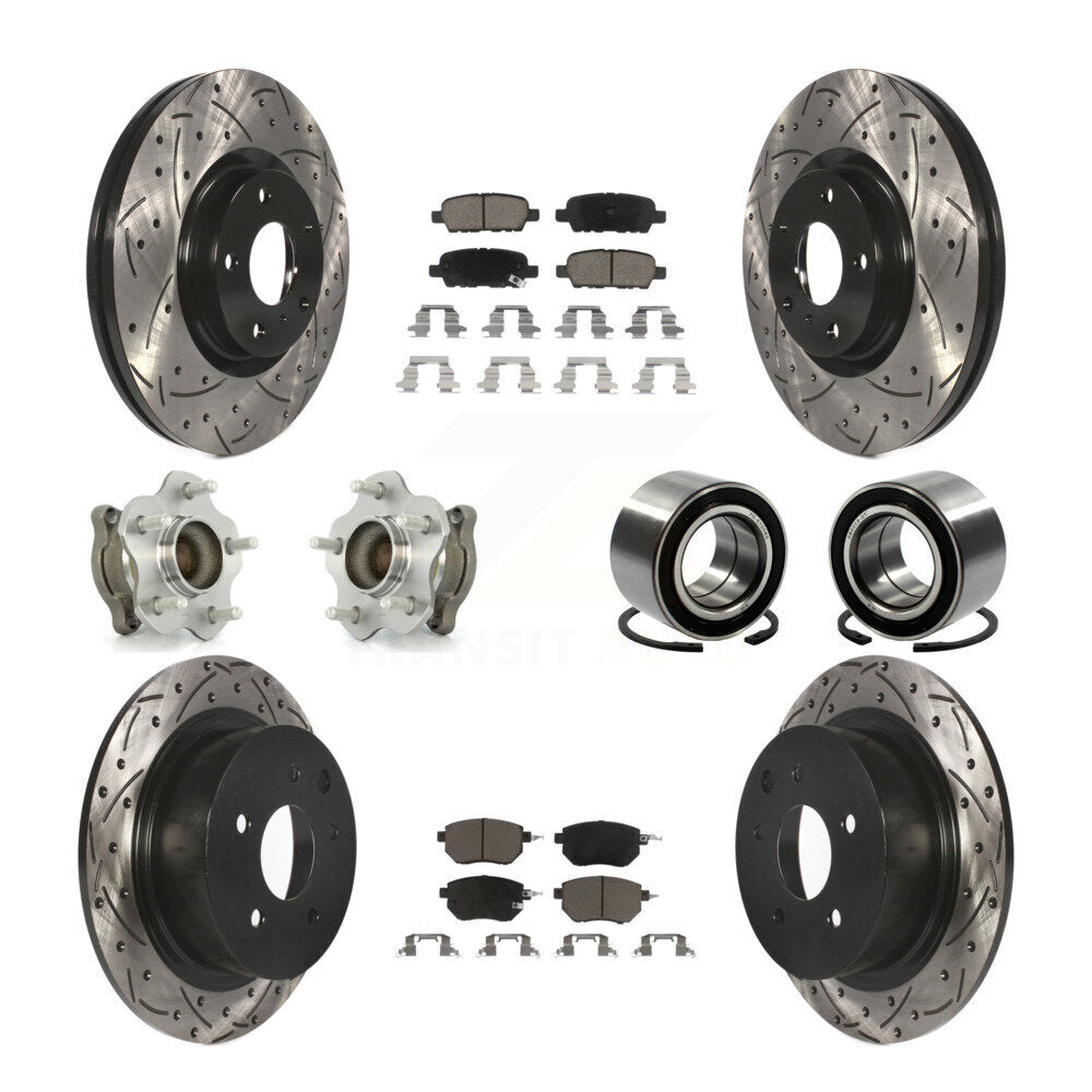 Hub Bearing Coat Brake Rotor Pads Front Rear Kit (10Pc) For Nissan Altima Maxima