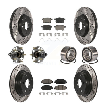 Hub Bearing Coated Disc Brake Rotor & Pad Front Rear Kit (10Pc) For Honda Accord
