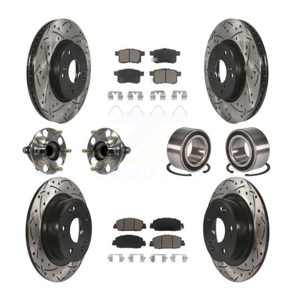 Hub Bearing Coated Disc Brake Rotor & Pad Front Rear Kit (10Pc) For Honda Accord