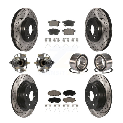 Hub Bearing Coated Disc Brake Rotor & Pad Front Rear Kit (10Pc) For Honda Accord