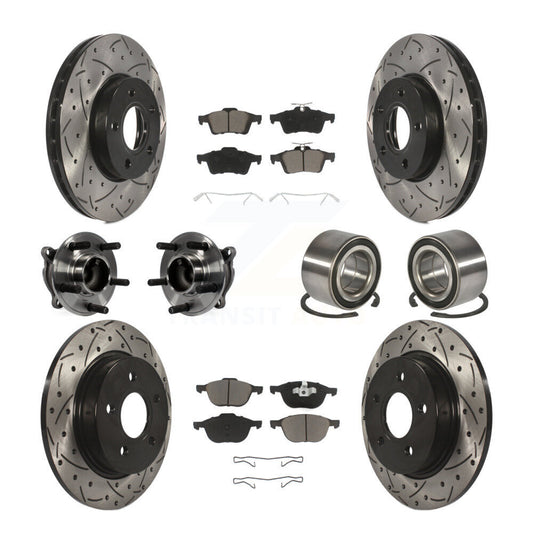 Hub Bearing Coated Disc Brake Rotor And Pad Front Rear Kit (10Pc) For Ford Focus