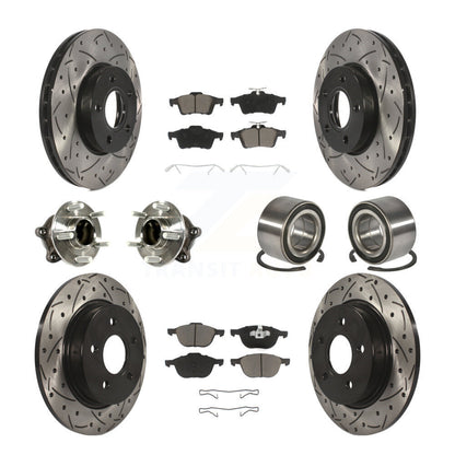 Hub Bearing Coated Disc Brake Rotor And Pad Front Rear Kit (10Pc) For Ford Focus