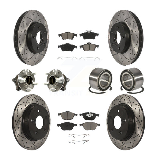 Hub Bearing Coated Disc Brake Rotor And Pad Front Rear Kit (10Pc) For Ford Focus