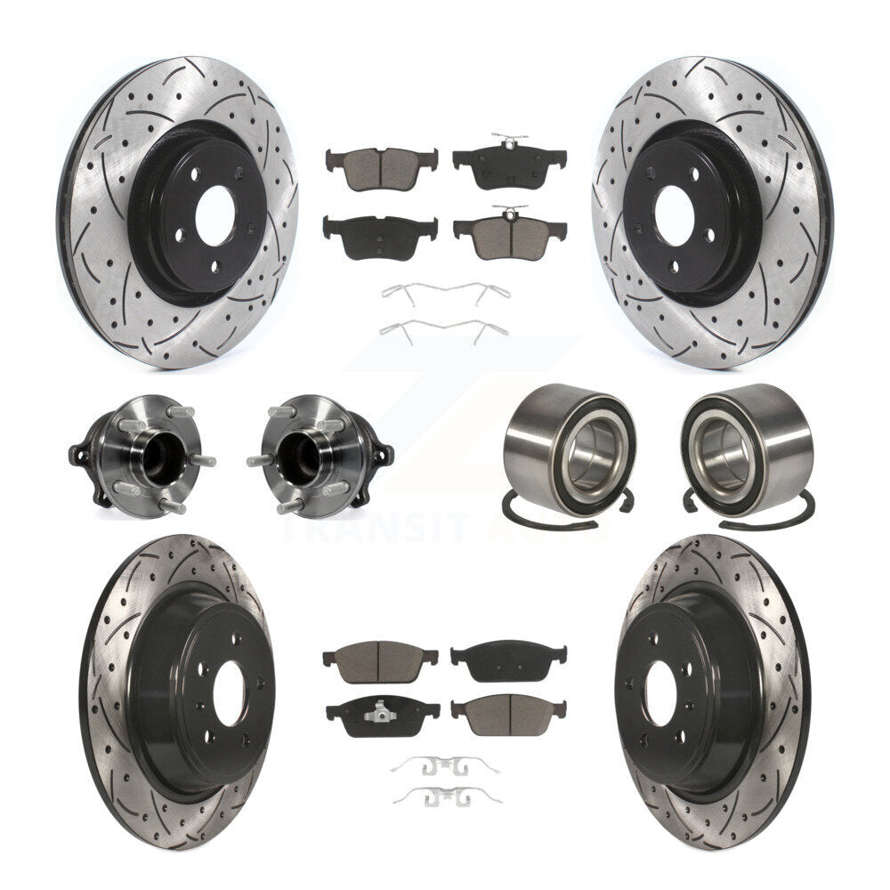 Hub Bearing Coated Disc Brake Rotor & Pads Front Rear Kit (10Pc) For Lincoln MKC