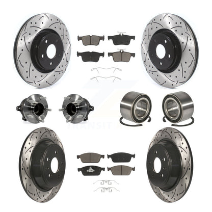 Hub Bearing Coated Disc Brake Rotor & Pads Front Rear Kit (10Pc) For Lincoln MKC