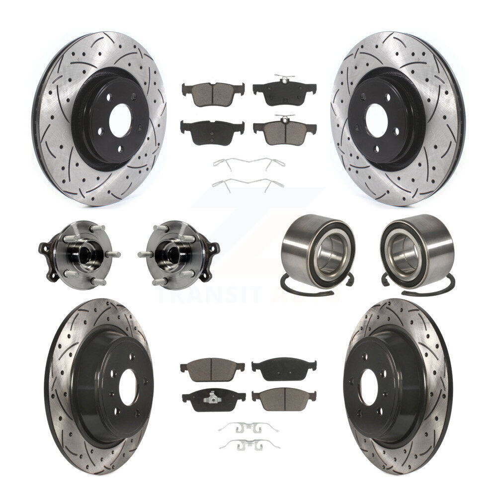 Hub Bearing Coated Disc Brake Rotor & Pads Front Rear Kit (10Pc) For Lincoln MKC