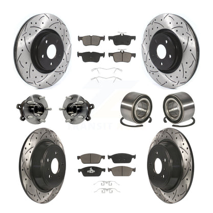 Hub Bearing Coated Disc Brake Rotor & Pads Front Rear Kit (10Pc) For Lincoln MKC