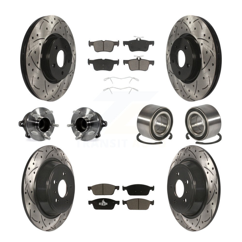 Hub Bearing Coated Brake Rotor Pad Front Rear Kit (10Pc) For Ford Escape Lincoln
