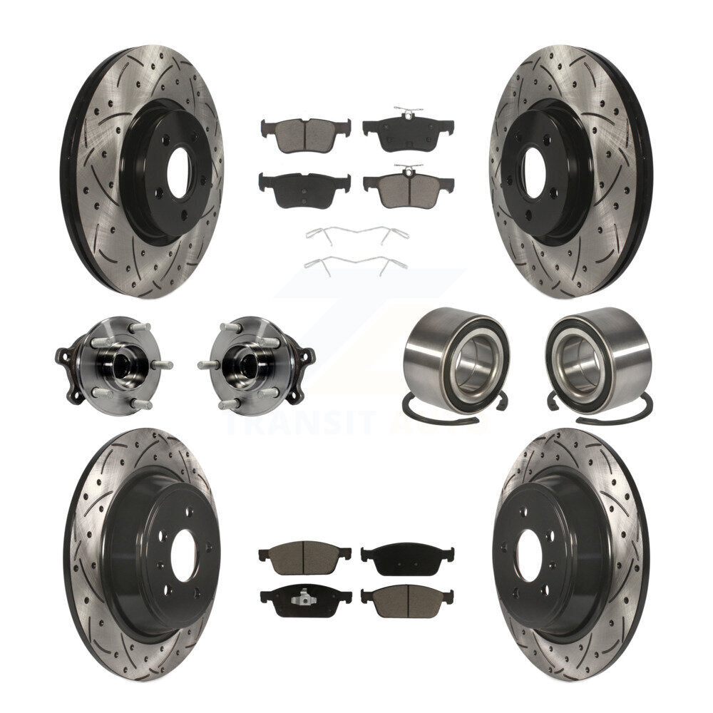 Hub Bearing Coated Brake Rotor Pad Front Rear Kit (10Pc) For Ford Escape Lincoln