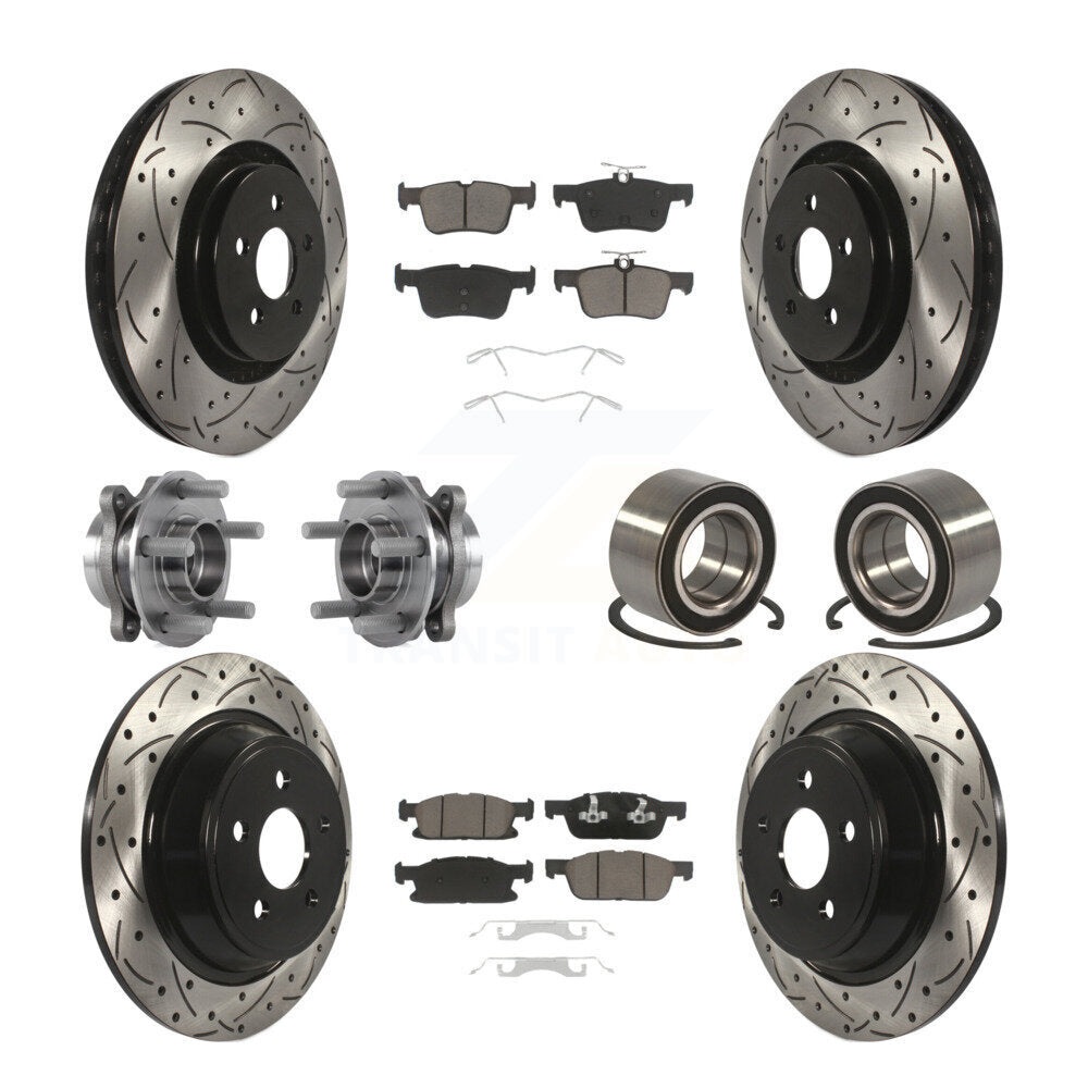 Hub Bearing Coated Brake Rotor Pads Front Rear Kit (10Pc) For 2015 Ford Edge AWD
