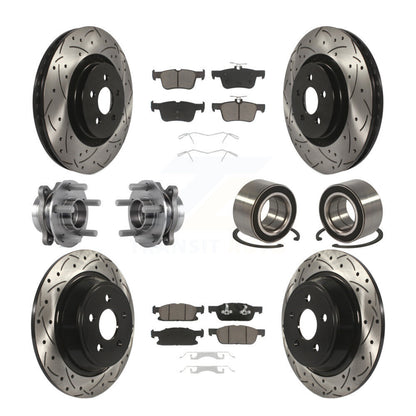 Hub Bearing Coated Brake Rotor Pads Front Rear Kit (10Pc) For 2015 Ford Edge AWD