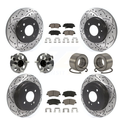 Hub Bearing Coat Brake Rotor Pads Front Rear Kit (10Pc) For 12-17 Hyundai Accent