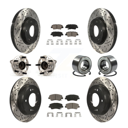 Hub Bearing Coated Brake Rotor Pads Front Rear Kit (10Pc) For Hyundai Elantra GT
