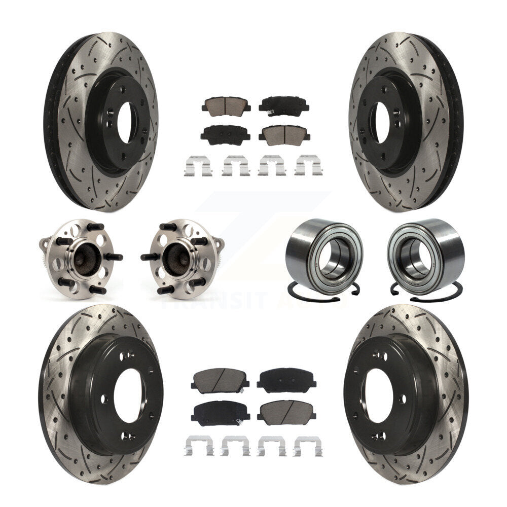 Hub Bearing Coated Brake Rotor & Pads Front Rear Kit (10Pc) For Hyundai Veloster