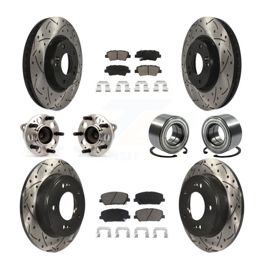 Hub Bearing Coated Brake Rotor & Pads Front Rear Kit (10Pc) For Hyundai Veloster