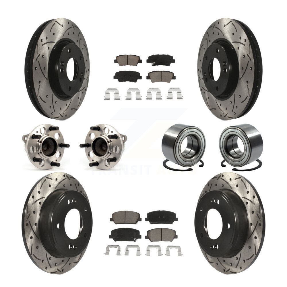 Hub Bearing Coat Brake Rotor Pad Front Rear Kit (10Pc) For Kia Forte Forte5 Koup