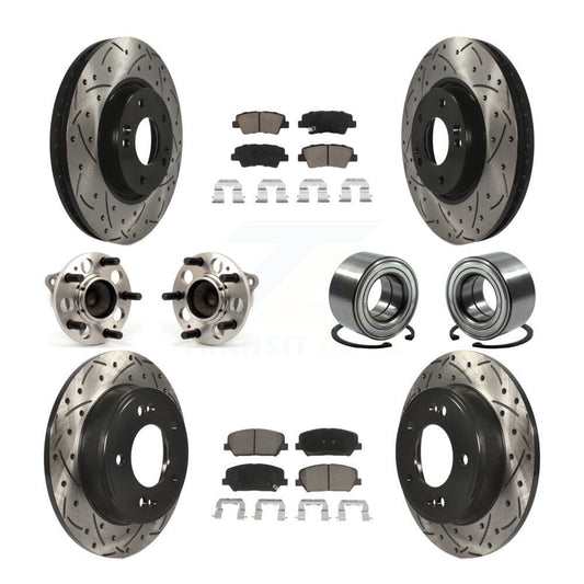 Hub Bearing Coat Brake Rotor Pad Front Rear Kit (10Pc) For Kia Forte Forte5 Koup
