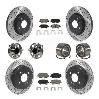 Hub Bearings Coated Disc Brake Rotors And Pads Front Rear Kit (10Pc) For Kia Rio
