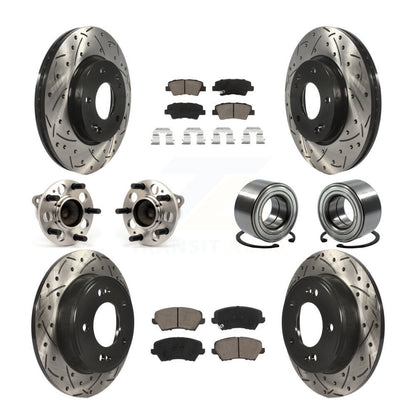 Hub Bearing Coated Brake Rotor Pads Front Rear Kit (10Pc) For Hyundai Elantra GT