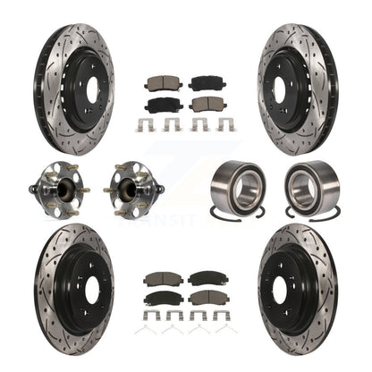 Hub Bearing Coated Brake Rotor Pad Front Rear Kit (10Pc) For 15-20 Acura TLX FWD