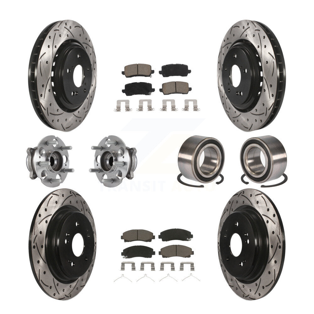 Hub Bearing Coated Brake Rotor Pad Front Rear Kit (10Pc) For 15-20 Acura TLX AWD