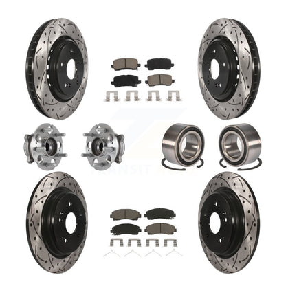 Hub Bearing Coated Brake Rotor Pad Front Rear Kit (10Pc) For 15-20 Acura TLX AWD