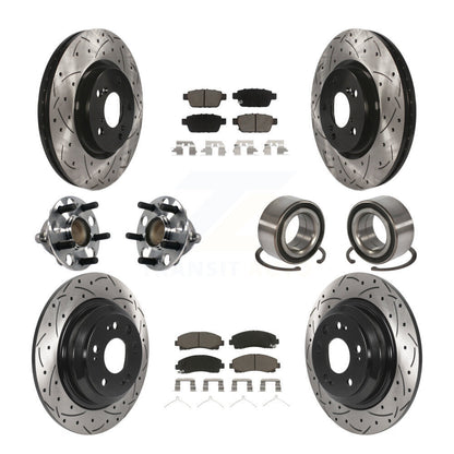 Hub Bearing Coated Disc Brake Rotors And Pads Front Rear Kit (10Pc) For Acura TL
