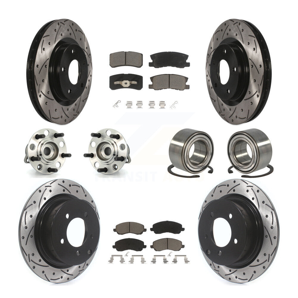 Hub Bearing Coat Brake Rotor Pads Front Rear Kit (10Pc) For Jeep Patriot Compass