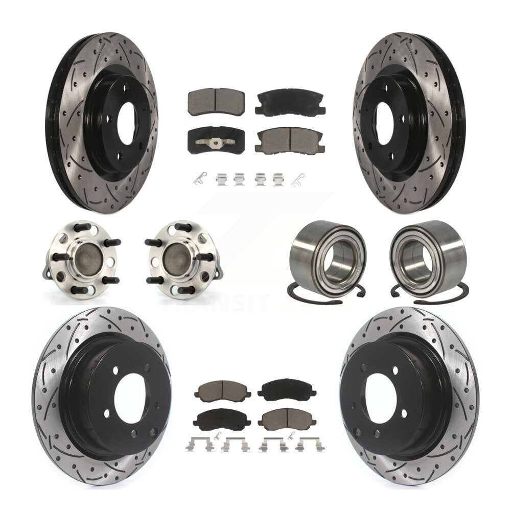Hub Bearing Coat Brake Rotor Pads Front Rear Kit (10Pc) For Jeep Patriot Compass