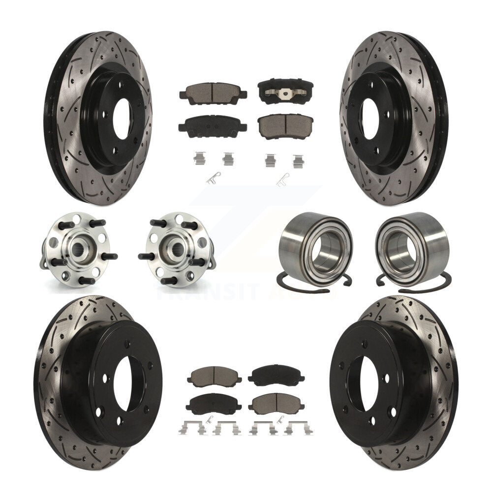 Hub Bearing Coat Brake Rotor Pads Front Rear Kit (10Pc) For Jeep Patriot Compass