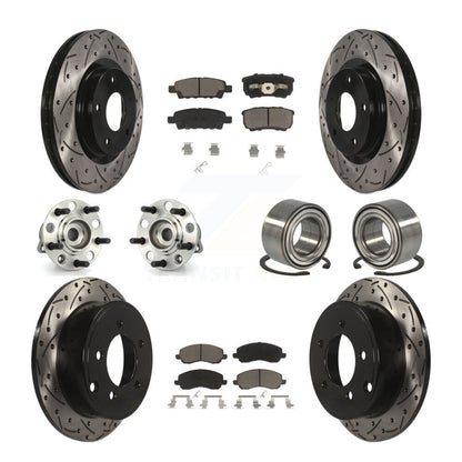 Hub Bearing Coat Brake Rotor Pads Front Rear Kit (10Pc) For Jeep Patriot Compass