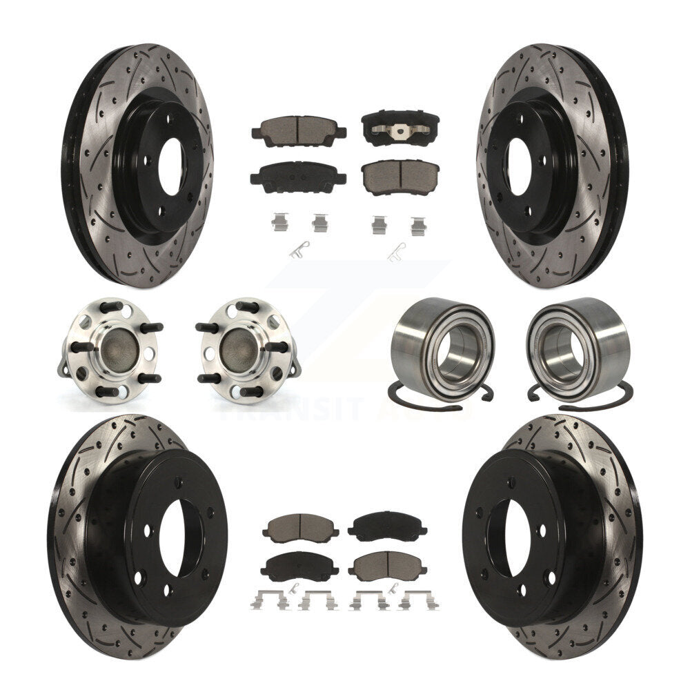 Hub Bearing Coat Brake Rotor Pads Front Rear Kit (10Pc) For Jeep Patriot Compass