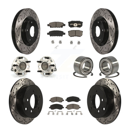 Hub Bearing Coat Brake Rotor Pads Front Rear Kit (10Pc) For Jeep Patriot Compass