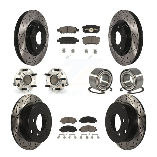 Hub Bearing Coat Brake Rotor Pads Front Rear Kit (10Pc) For Jeep Patriot Compass