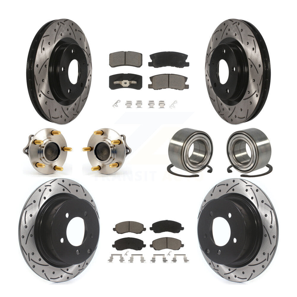 Hub Bearing Coated Brake Rotor & Pad Front Rear Kit (10Pc) For Mitsubishi Lancer