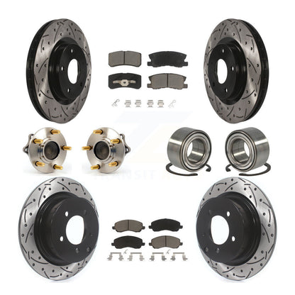 Hub Bearing Coated Brake Rotor & Pad Front Rear Kit (10Pc) For Mitsubishi Lancer