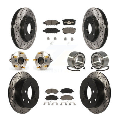Hub Bearing Coated Brake Rotor & Pad Front Rear Kit (10Pc) For Mitsubishi Lancer
