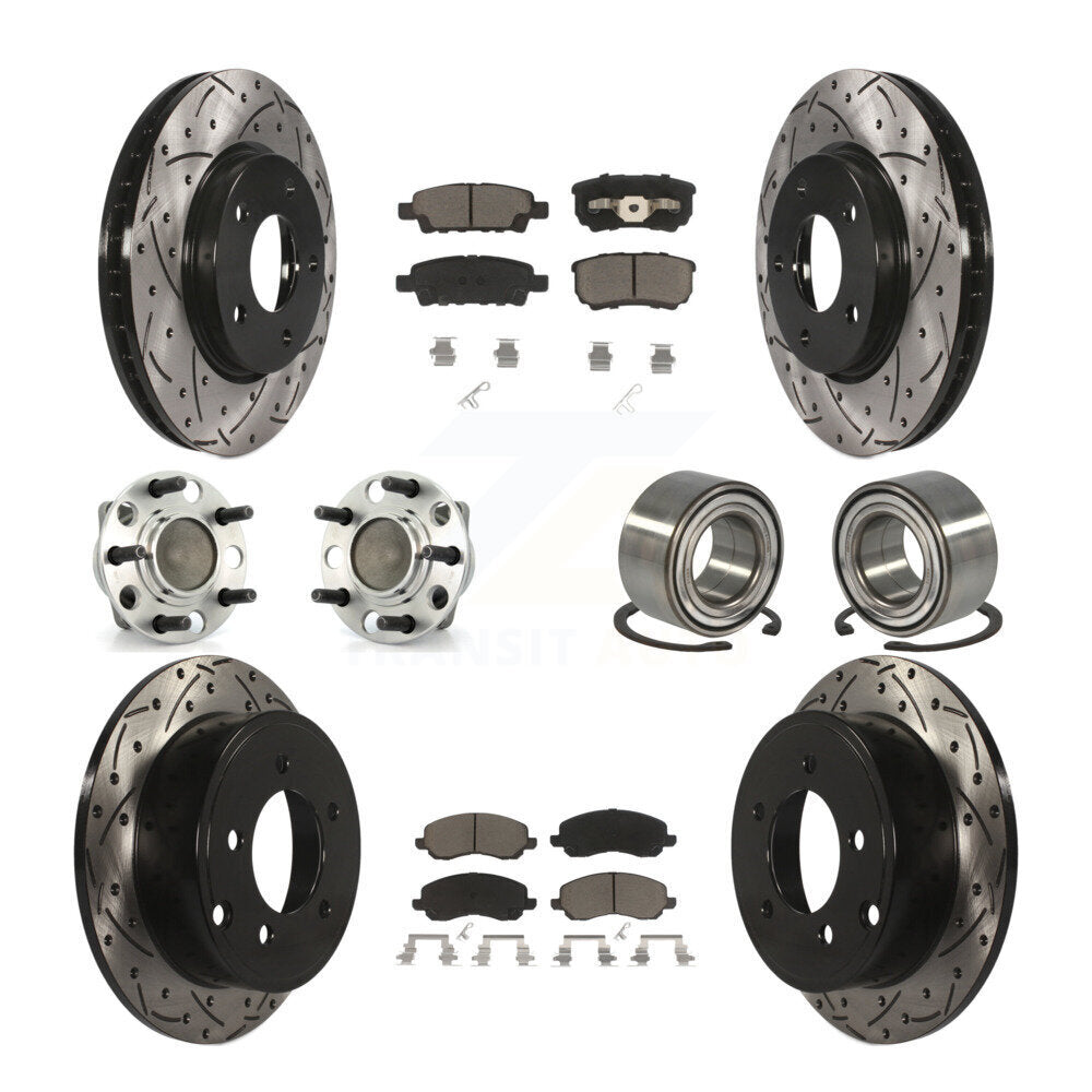 Hub Bearing Coated Disc Brake Rotor Pads Front Rear Kit (10Pc) For Dodge Caliber