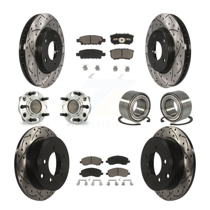 Hub Bearing Coated Disc Brake Rotor Pads Front Rear Kit (10Pc) For Dodge Caliber
