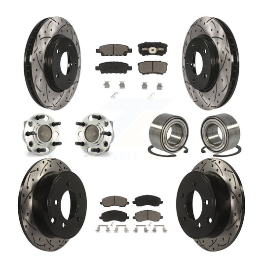 Hub Bearing Coated Disc Brake Rotor Pads Front Rear Kit (10Pc) For Dodge Caliber