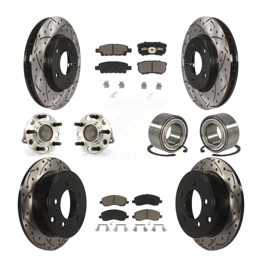 Hub Bearing Coated Disc Brake Rotor Pads Front Rear Kit (10Pc) For Dodge Caliber