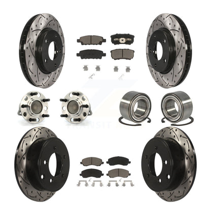 Hub Bearing Coated Disc Brake Rotor Pads Front Rear Kit (10Pc) For Dodge Caliber