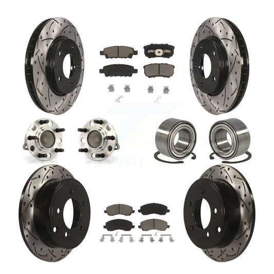 Hub Bearing Coated Disc Brake Rotor Pads Front Rear Kit (10Pc) For Dodge Caliber