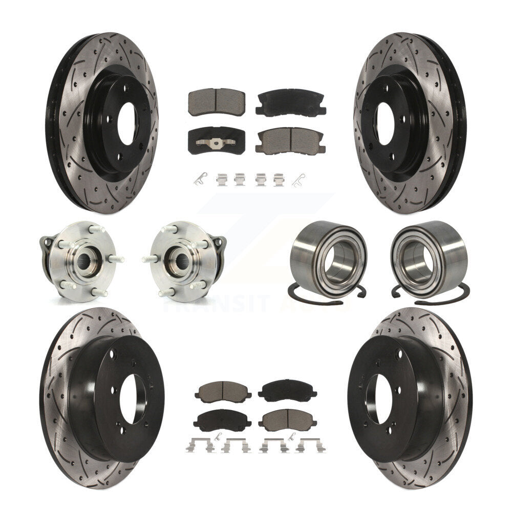 Hub Bearing Coat Brake Rotor Pads Front Rear Kit (10Pc) For Mitsubishi Outlander