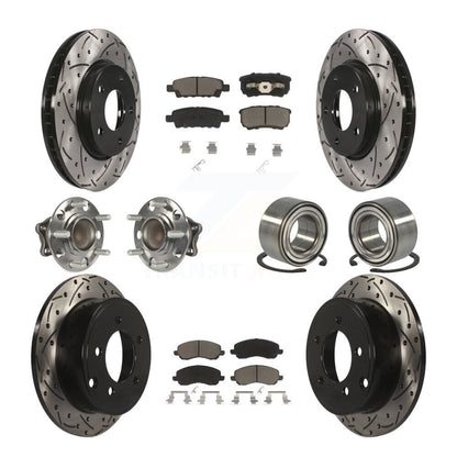 Hub Bearing Coated Brake Rotor & Pad Front Rear Kit (10Pc) For Mitsubishi Lancer