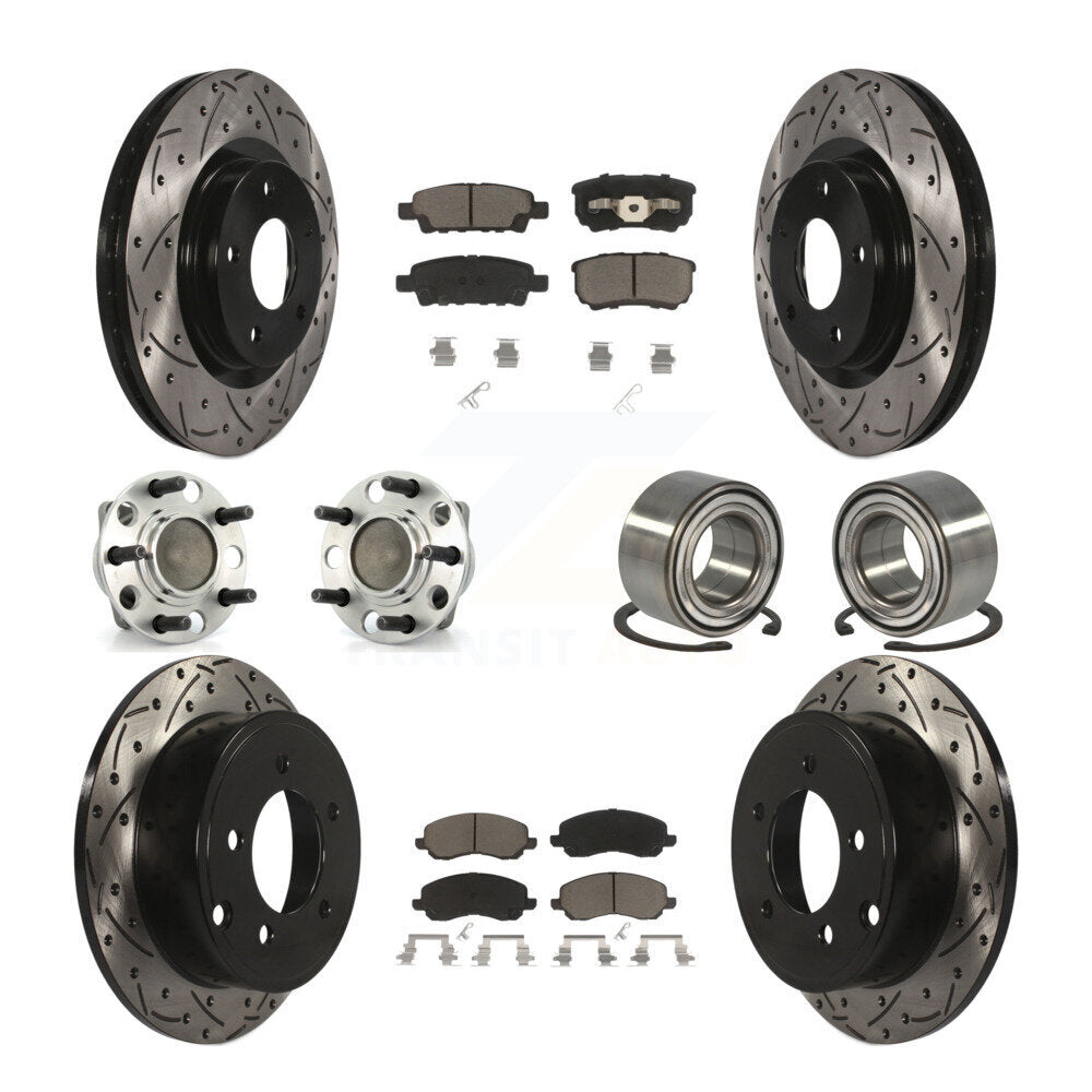 Hub Bearing Coated Disc Brake Rotor Pads Front Rear Kit (10Pc) For Dodge Caliber