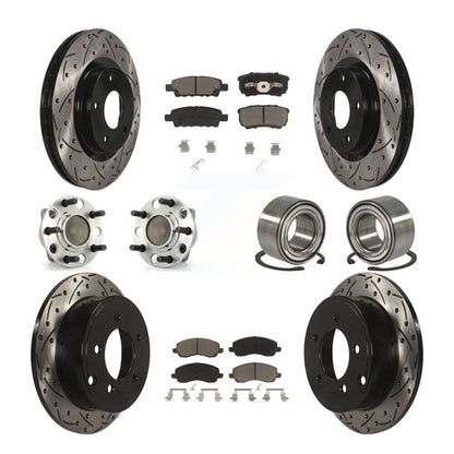 Hub Bearing Coated Disc Brake Rotor Pads Front Rear Kit (10Pc) For Dodge Caliber