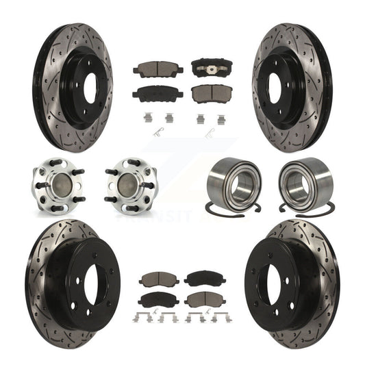 Hub Bearing Coated Disc Brake Rotor Pads Front Rear Kit (10Pc) For Dodge Caliber